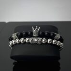 King matt fekete karkötő szett ezüst színű díszítéssel - Image 2