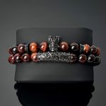 Vörös tigrisszem férfi karkötő szett