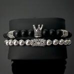 King matt fekete karkötő szett ezüst színű díszítéssel