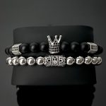 King matt fekete karkötő szett ezüst színű díszítéssel