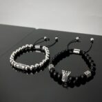 King matt fekete karkötő szett ezüst színű díszítéssel - Image 4