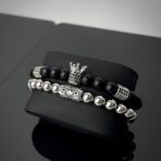 King matt fekete karkötő szett ezüst színű díszítéssel - Image 7