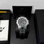 Nibosi Louis karóra Ezüst, Fekete - Mechanikus 42 mm - Image 5