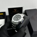 Nibosi Louis karóra Ezüst, Fekete - Mechanikus 42 mm - Image 10