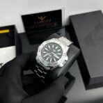 Nibosi Louis karóra Ezüst, Fekete - Mechanikus 42 mm - Image 11