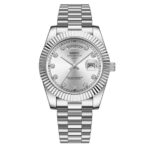 Nibosi - DayDate Silver karóra - Köves 40 mm