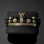 King 3-mas órakísérő karkötő szett - Arany színű díszítéssel