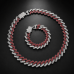 Ice Red-Silver Karkötő-Nyaklánc Szett